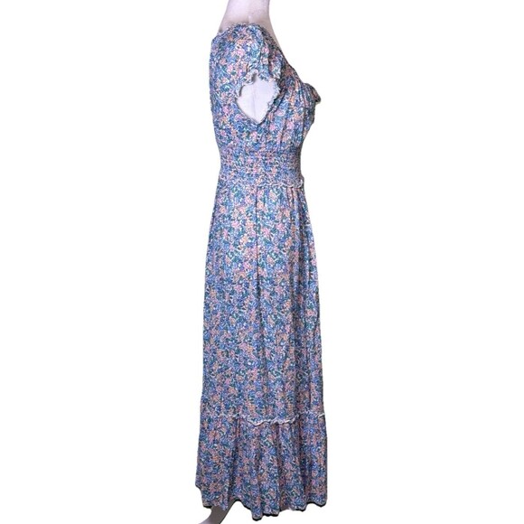 Old Navy Women’s Floral Maxi Dress Cottagecore Prairie Smocked Waist Boho Sz XS - Picture 4 of 8
